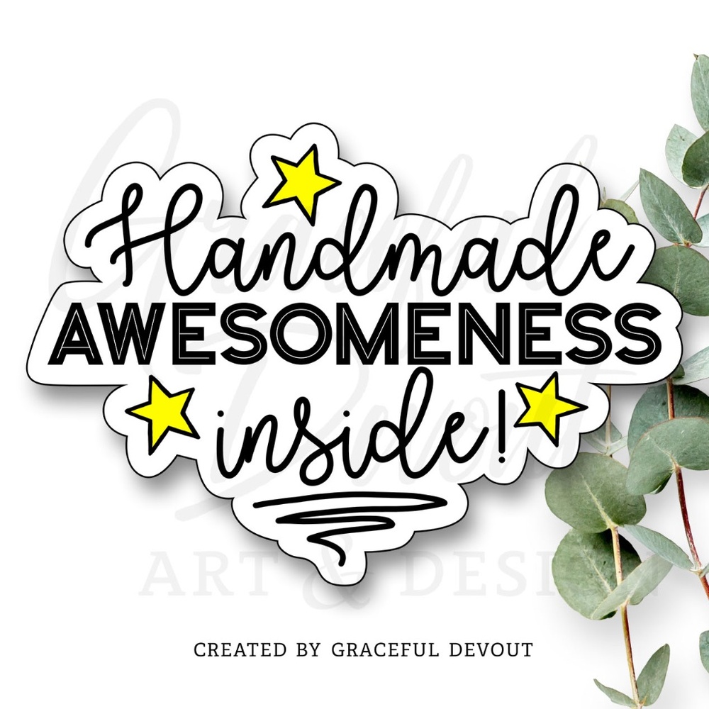 Handmade AWESOMENESS Inside! - 2" (inches) Sticker (96ct.) [GD60-96]